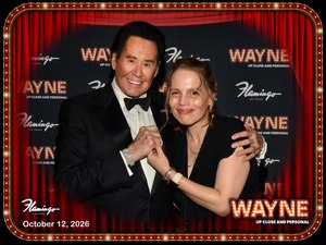 Souvenir VIP photograph of Wayne Newton smiling with a guest after his October 12, 2026, show.